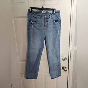 Kensie Light Wash Raw Hem Straight Leg Jeans Size 10/30